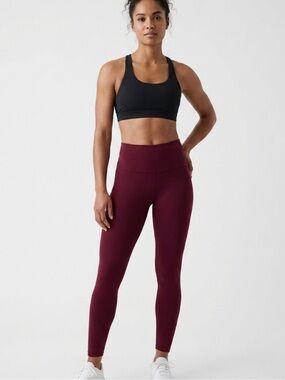 68 Lazypants High-Waisted Burgundy Leggings | Size M | Stretchy Activewear